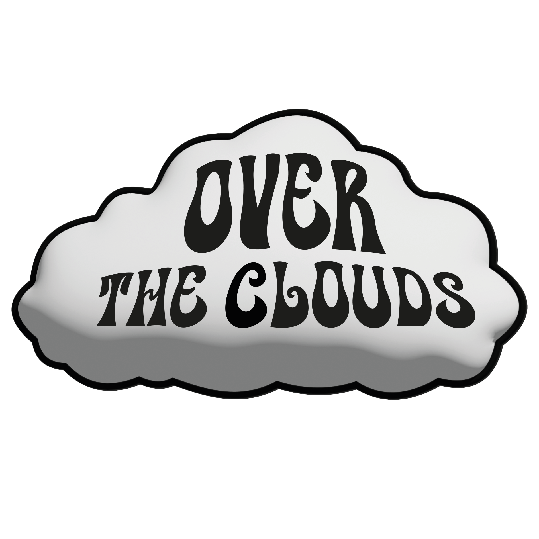 the logo of the band OVER THE CLOUDS its a clouds with the name of the band on it